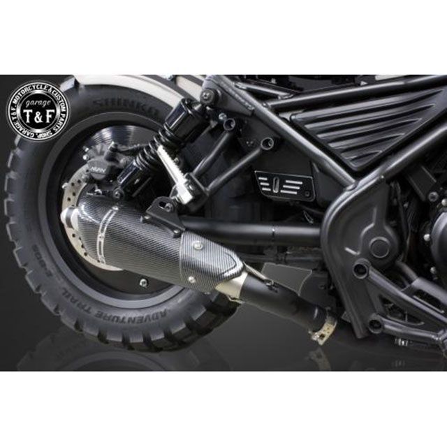 T&F レブル250 コンバットマフラー シングルKIT（カーボン柄） ・704112 ガレージT&F マフラー本体 バイク レブル250S レブル250