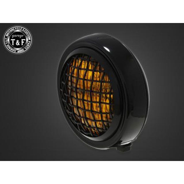 T&F ドラッグスター400（クラシックモデル） 4.5インチグリルヘッドライト＋ステーSET（タイプB） タイプ ブラック/イエロー ・4024014 ガレージT&F ヘッドライト・バルブ バイク ドラッグスター400/クラシックモデル