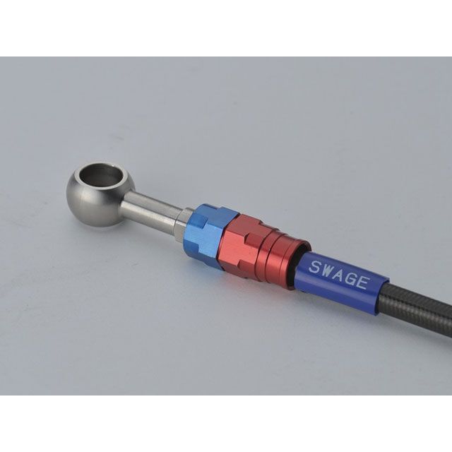 SWAGE-LINE PRO フロントホースキット バイピース ホースエンド レッド＆ブルー ホースカラー ブラック SAPB305FB スウェッジラインプロ ブレーキホース・ケーブル類 バイク XJR400R(2)