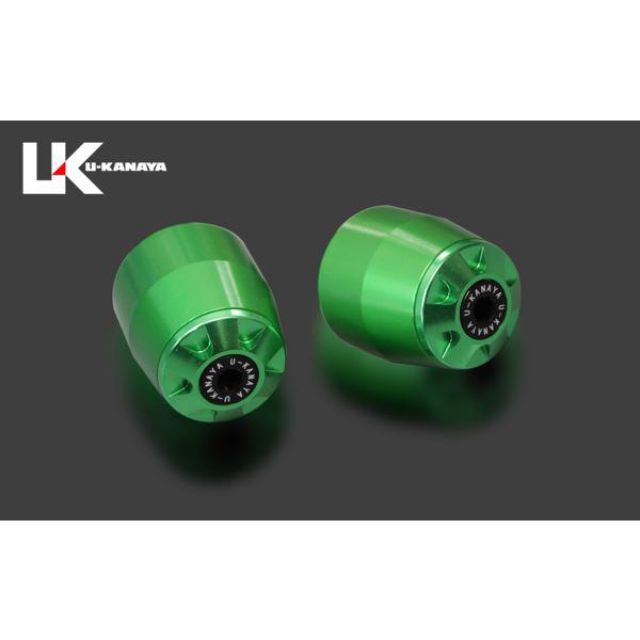 U-KANAYA アルミビレットハンドルバーエンド（グリーン） エンドキャップ ゴールド BEGR-KA043-GD ユーカナヤ ハンドル関連パーツ NINJA250