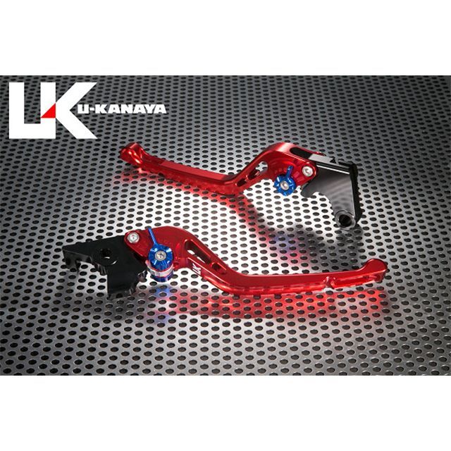 U-KANAYA GPタイプ アルミ削り出しビレットレバー（レバーカラー：レッド） 調整アジャスターカラー ブラック KA011-011-0505-01 ユーカナヤ レバー バイク 250TR