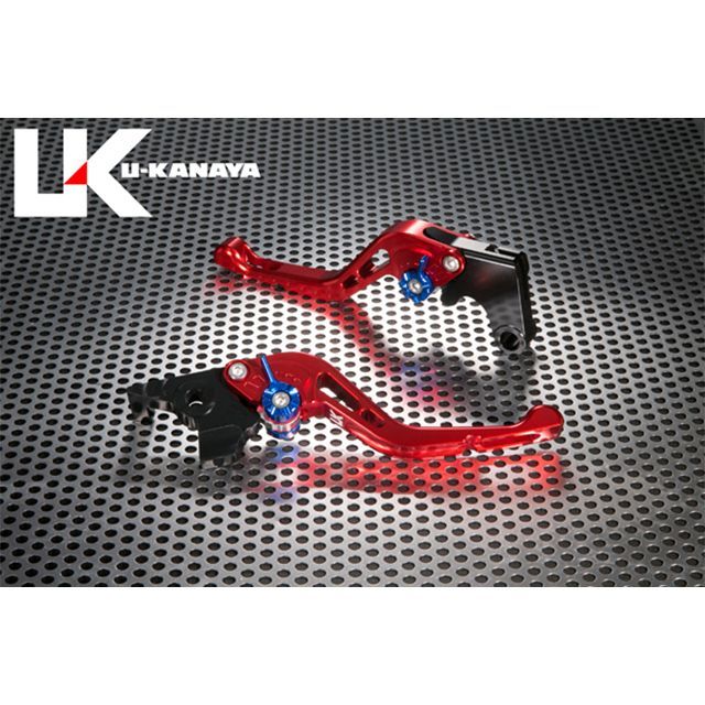 U-KANAYA GPタイプ アルミ削り出しビレットショートレバー（レバーカラー：レッド） 調整アジャスターカラー ゴールド KA025-031-0605-02 ユーカナヤ レバー バイク ZX-14R