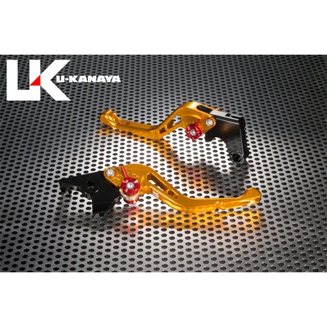 U-KANAYA GPタイプ アルミ削り出しビレットショートレバー（レバーカラー：ゴールド） 調整アジャスターカラー グリーン KA033-031-0602-07 ユーカナヤ レバー バイク ZZR1400