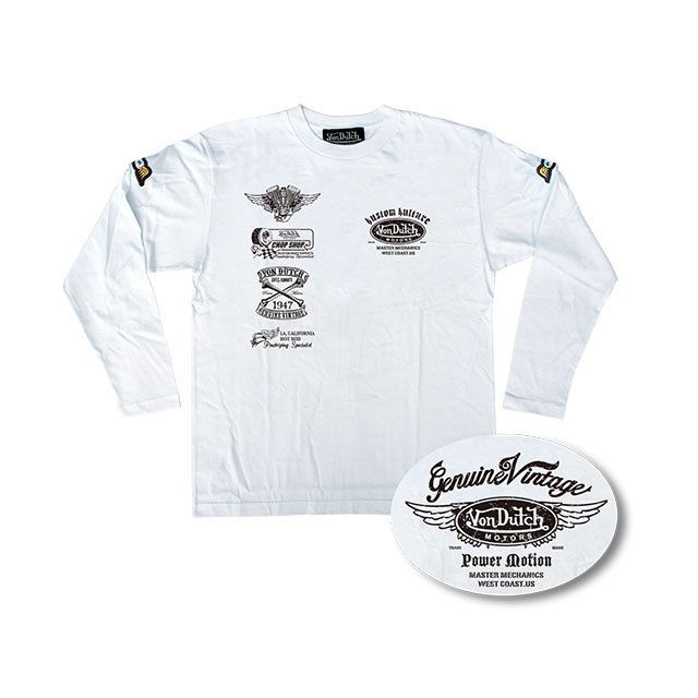 ボンダッチ 2017-2018秋冬モデル VOM-LT25 LONG SLEEVE T-SHIRT（ホワイト） サイズ：XXL VOM-LT25 VonDutch カジュアルウェア バイク