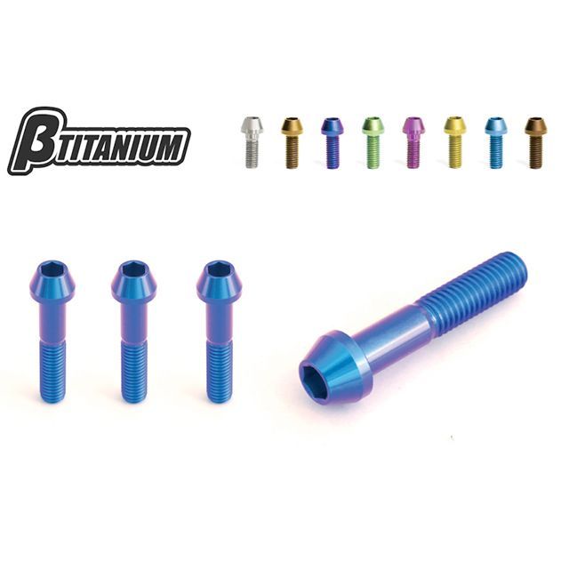 βTITANIUM フロントフォークピンチボルトキット 仕様 ダンデライオンイエロー（陽極酸化あり） 頭部形状 テーパーキャップ BT-FPD1-4-TC-DY ベータチタニウム その他サスペンションパーツ バイク 1299/1199 Panigale…