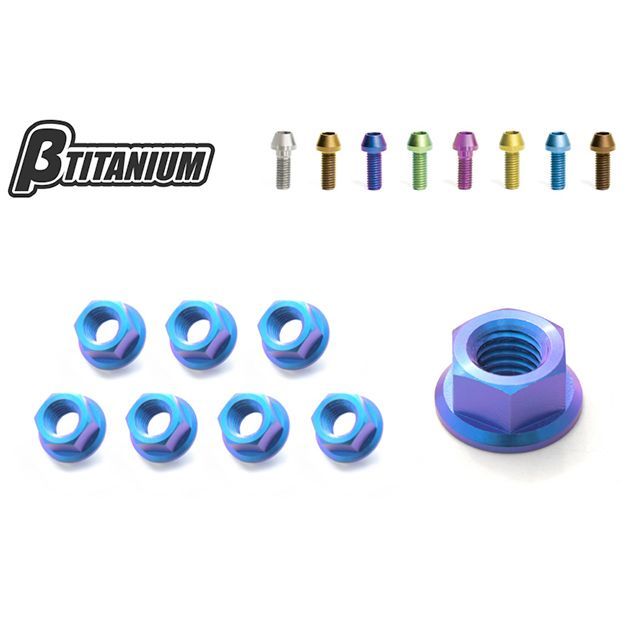 βTITANIUM エキゾーストスタッドナットキット 仕様 リーフグリーン（陽極酸化あり） BT-ENY1-8-4 ベータチタニウム その他マフラーパーツ バイク YZF-R1/M YZF-R6
