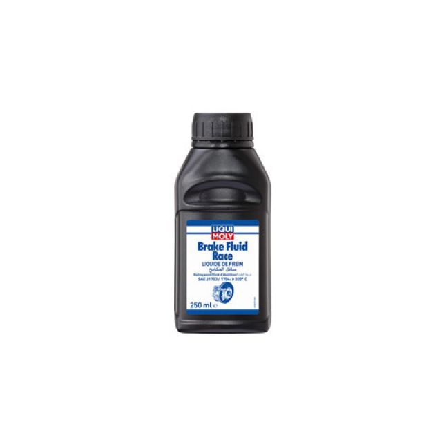 ●メーカー名：LIQUI MOLY(リキモリ)●商品名：Brake Fluid Race 250ml●メーカー品番：20865●JANコード：4100420208652商品の保証は、メーカー保証書の内容に準じます。●仕様内容量：250ml 分類：シンセティック●備考レース用に開発されたフルシンセティックブレーキフルード。高温での熱酸化を抑制する添加剤により、高い耐久性を実現。ドライ・ウェット共に、レーシングシーンに対応できる高い沸点に設定されています。特殊な水分除去添加剤により気泡の形成を抑え、過酷な状況下で必要とされる、繊細なコントロール性と安定したブレーキングを発揮させます。また、ブレーキ及びクラッチの油圧システムの金属の腐食を防止し、コンポーネント自体の性能を長期間維持します。ABS対応。（ドライ沸点＞320℃／ウェット沸点195℃）ABSにも対応。【沸点 ＞320℃】●写真注意※画像はイメージです。