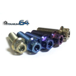 正規品／チタニウム64 フランジヘッドボルトM10×25mm P1.5 カラー：陽極酸化 ライトブルー 64FH-102515C TITANIUM64 その他外装関連パーツ バイク 汎用