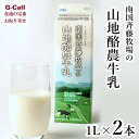 南国斉藤牧場の山地酪農牛乳 1L×2本 北海道・沖縄送料別 乳製品 朝食 高知 あっさり お取り寄せ ミルク 飲料 のみもの 低温殺菌 放牧 美味しい 1000ml