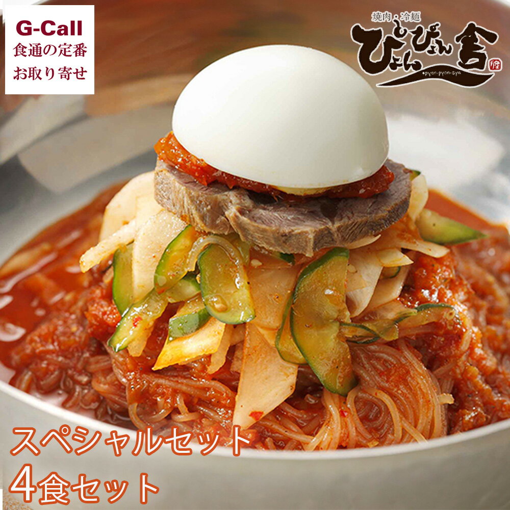 ぴょんぴょん舎 ピビン冷麺 スペシャル 4食 ギフトセット 四国/九州・沖縄送料別 中原商店 生麺 冷麺 極細麺 麺類 盛岡 ピリ辛 お取り寄せ 岩手 名物 生産者直送