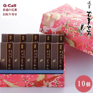 浅草むぎとろ やまいも入りチョコようかん 10個入 文庫箱ピンク 北海道/四国/九州・沖縄送料別 ようかん 羊羹 和菓子 ギフト お菓子 スイーツ チョコ