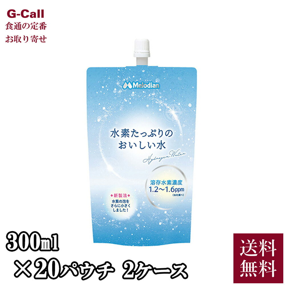 メロディアン 水素たっぷりのおいしい水 300ml 20パウチ 2ケース 送料無料 水素水 高濃度 アルミパウチ 水 ドリンク マイクロナノバブル ウルトラファインミスト