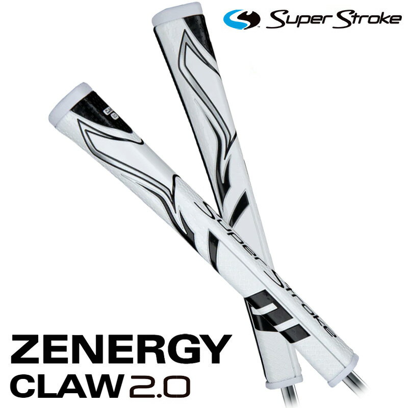  スーパーストローク ゴルフグリップ パター用 ゼナジークロー2.0 ZENERGY CLAW2.0 パターグリップ ホワイトブラック SUPER STROKE GOLF GRIP ゴルフ用品 交換用グリップ ネコポス発送 ピストル型 ピストルグリップ 