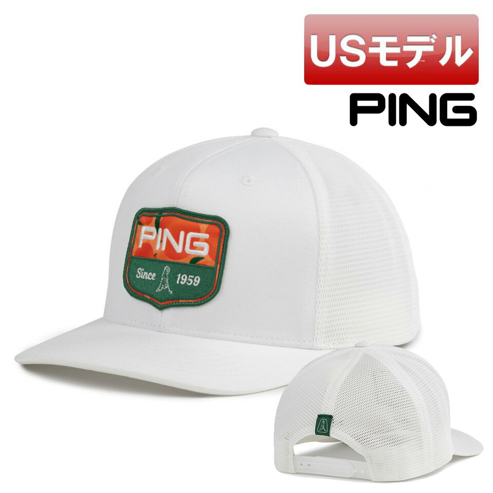 ピン ヘリテージ スナップバックキャップ ホワイトグリーン ゴルフキャップ フリーサイズ PING GOLF 白 Heritage Snapback サイズ調整可能 