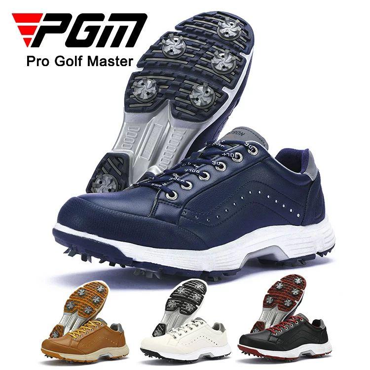 PGM プロ ゴルフシューズ メンズ スパイクタイプ スニーカー スパイクシューズ スパイク ボア 黒 白 ネ..