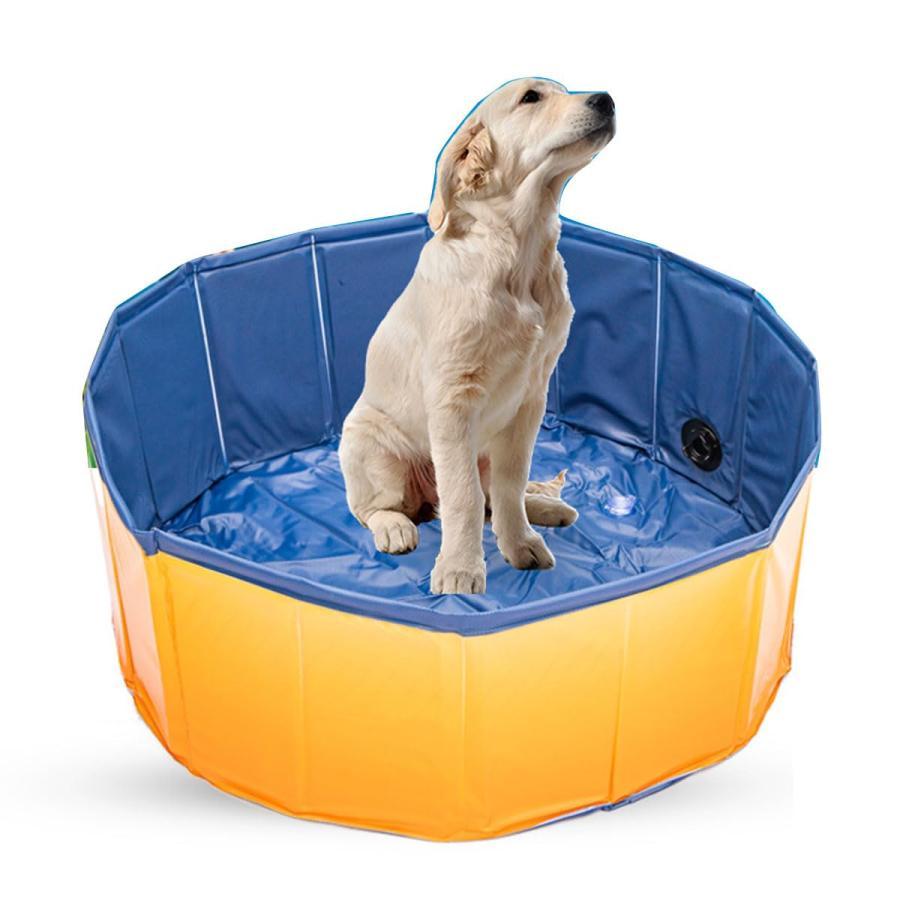 畳めるの ペットプール 折り畳み ポータブルバス，プール 子供用 ペット 便利 空気を入れ不要 水抜き栓..