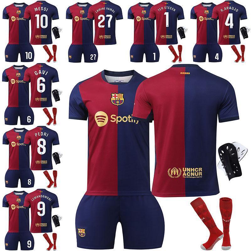 サッカー ユニフォーム 【四点セット】サッカーウェア 2425バルササッカーウェア 9番レバン 8番ペドロ 6番ガビ 10番メッシ 1番シュテガ