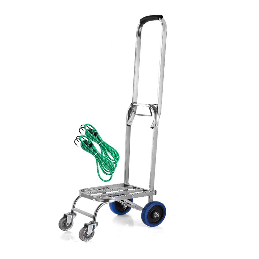 ハンドトラック ステンレス製の折りたたみ式ポータブルトロリー、キャリーカート 、4輪トロリーは軽量..