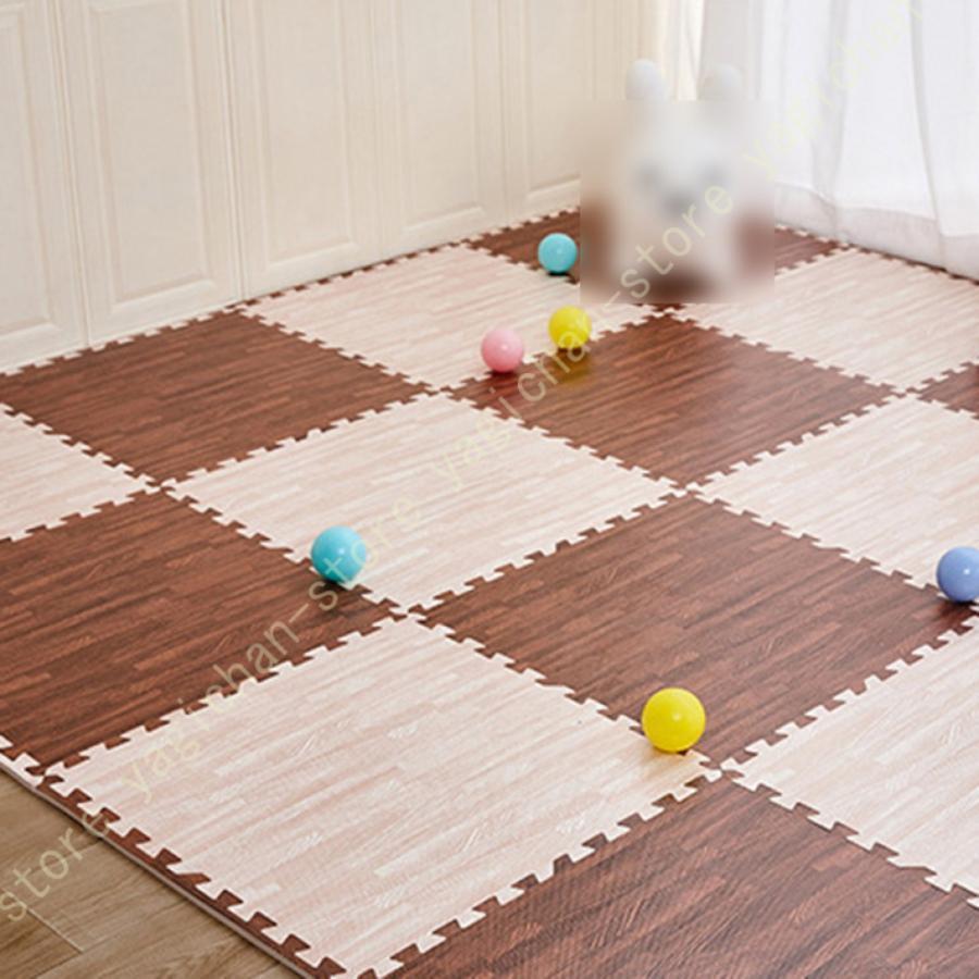 木目調 ジョイントマット 大判 60cm 3畳 6畳 12畳 1級防音 抗菌 防臭 木目 洗える カーペット ベビー フロアマット 床暖房対応 キッズマット ジョイント
