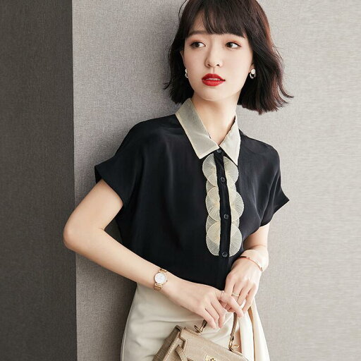 合わせやすい シンプル 夏新品 ブラック 半袖Tシャツ レディースTシャツ ゆったりシャツブラウス オフェス OL 通勤 トップス 合わせやすい シンプル 夏新品 ブラック 半袖Tシャツ レディースTシャツ ゆったりシャツブラウス オフェス OL 通勤 トップス
