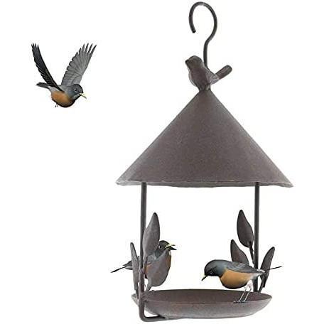 バードフィーダー 餌入れ アイアン 鳥 餌台 餌やり 屋外 給餌器 掛け式 ペット食器 野鳥観察 レトロ風 ..