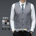 ニットベスト メンズ チョッキ 紳士服 Vネック 前開き トップス ポケット付き ビジネス 贈り物 入社祝い 就職 秋冬 秋新作 きれいめ お(4)