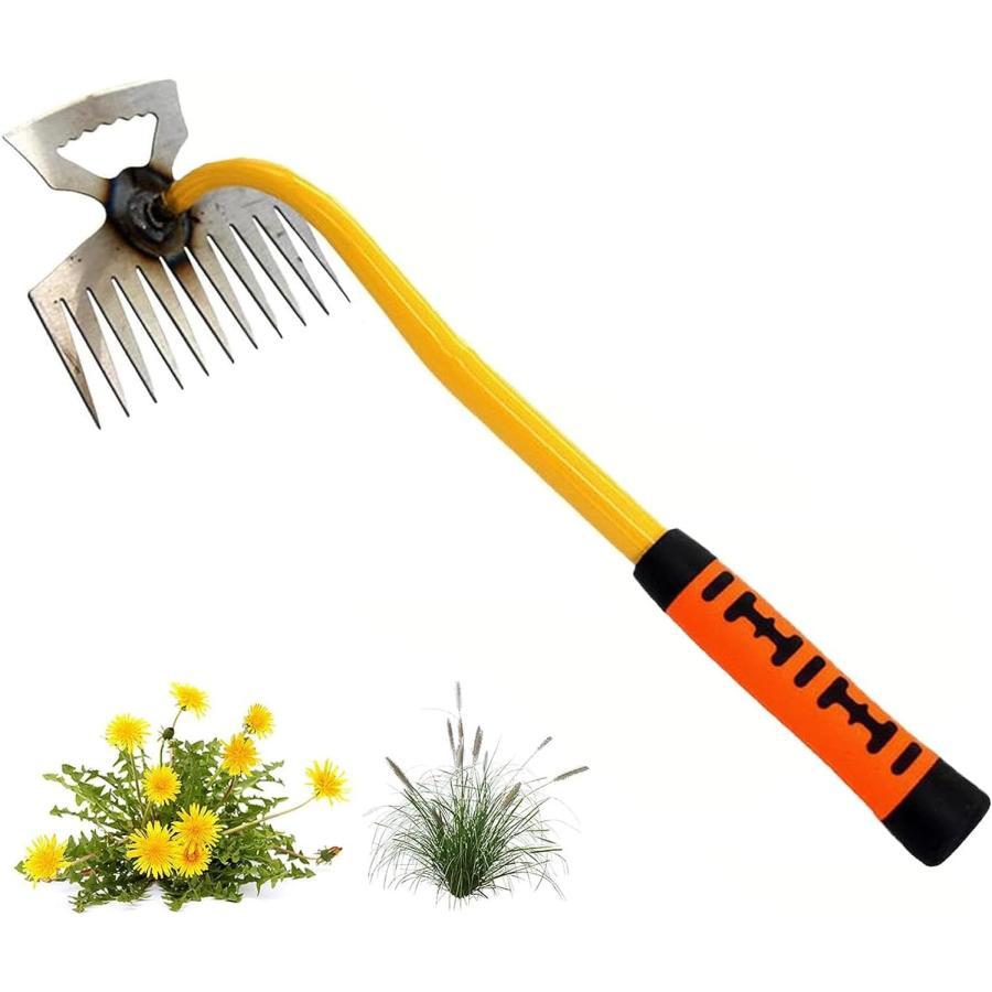 手動除草 機 除草鍬 片手用 除草機 多機能除草くわ 雑草抜き 草抜き 炭素鋼除草機 ポータブル草引き 多..