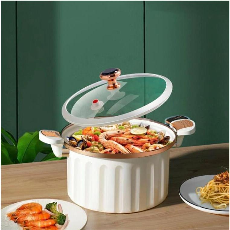 両手鍋 26cm 深型 卓上鍋 微圧力鍋 シチューポートIH対応オール熱源対応 焦げ付き防止加工 強化ガラス..