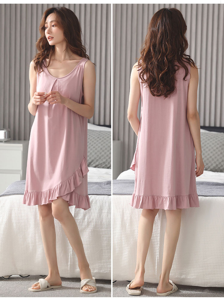 パジャマ ワンピース レディース 夏 ルームウェア パジャマ カップ付き パッド付き コットン ノースリーブ ワンピース 大きいサイズ ナ