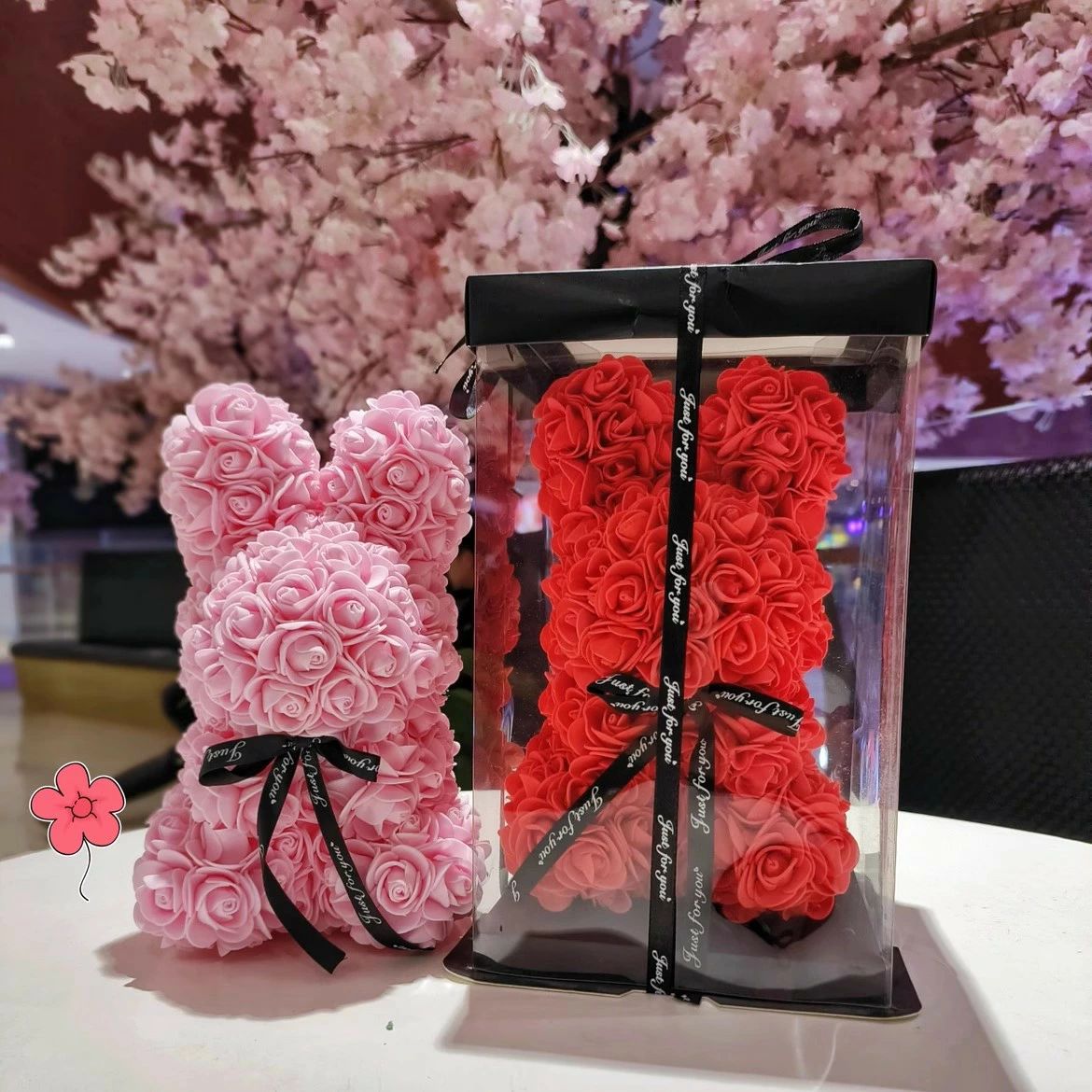 永生花 ギフトクマ型 熊 ソープフラワー ボックスフラワー 造花 フラワー 石鹸花 枯れない花 プレゼン..