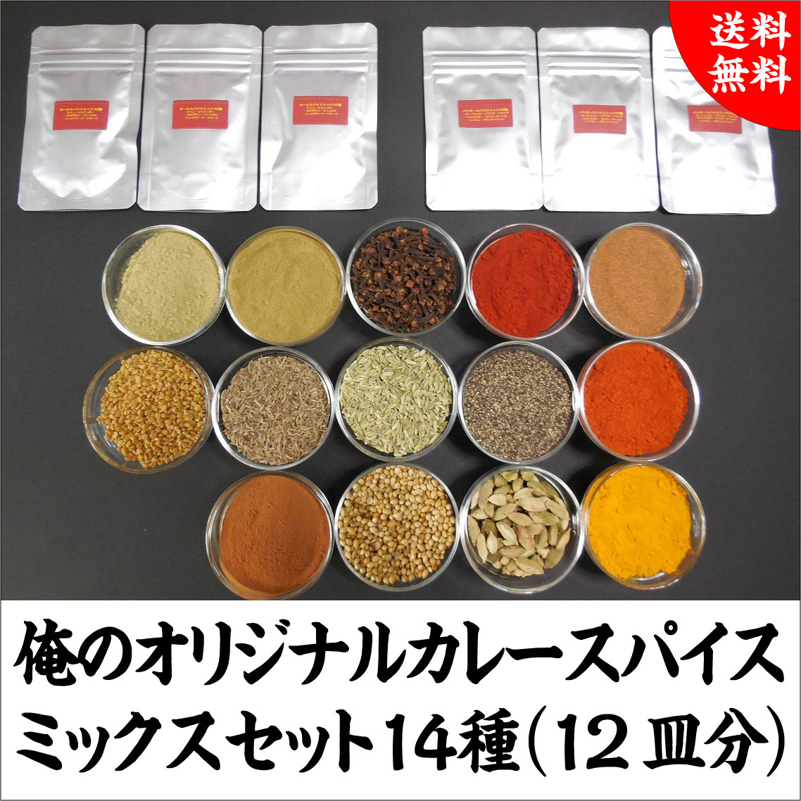 送料無料！俺のオリジナルカレースパイスミックスセット14種（12皿分）1100円ポッキリメール便で発送【smtb-t】 【RCP】【カレースパイス】