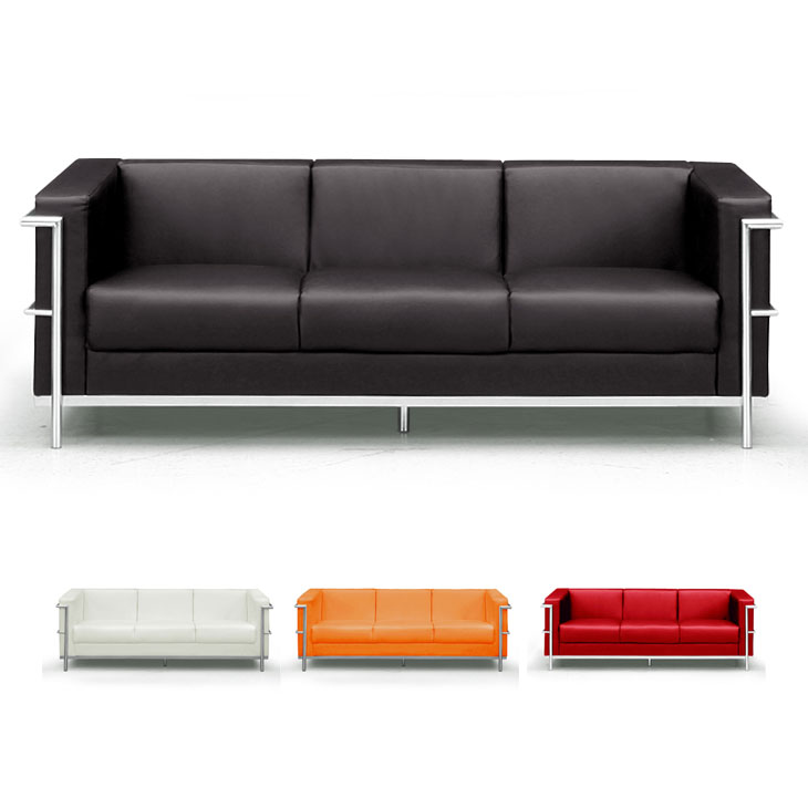 ■正午~P5倍■ 3人掛けソファ ル・コルビジェ LC2 デザイナーズ ソファー Le Corbusier 3P 三人掛け 赤 ソファ sofa ブラック アイボリー レッド オレンジ リプロダクト ジェネリック家具 応接間 応接 商談室 応接ソファ 【超大型】【後払/時間指定NG】