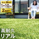 ≪2個セット≫ 人工芝 ロール 1m×10m 毛足35mm u字ピン 24本 水はけ リアル 10m ピン セット 高耐久 リアル人工芝 ガーデニング ベランダ...