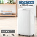 【洗濯物パリッと】 衣類乾燥モード搭載 除湿機 コンプレッサー 45畳 対応 18L/日 タンク 4L マイナスイオン 除湿器 コンパクト コンプレッサー式 衣...