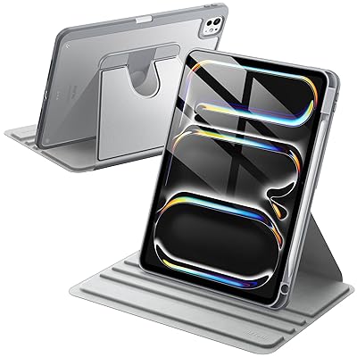 回転ケース iPad Pro 11インチ M5/M4 2025/2024 (第6/5世代) 用 Pencilホルダー付き 360°回転保護 スタン