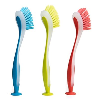 食器用スクラバーブラシ アソートカラー 食器用ブラシ ソフトロングハンドル付きスクラブ