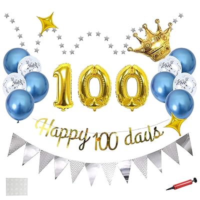 誕生日 飾り付け セット 青いバルーン 男の子 女の子 100日 風船 Happy 100 Days パーティー 装飾 きらきら風船飾り バースデー デコレーション セット きらきら風船 パーティー お祝い