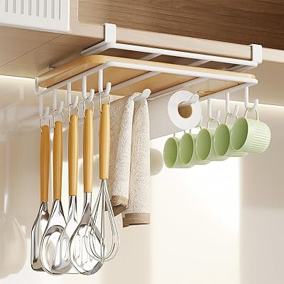 吊り下げラック 戸棚 多機能ラック まな板スタンド ふきん収納可能 戸棚下ラック 調理器具収納 スペー..