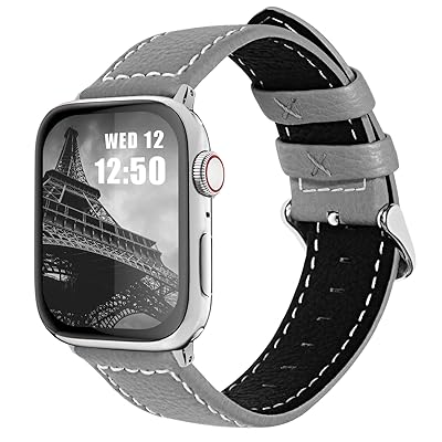 Apple Watch バンド コンパチ アップルウォッチバンド 42mm 41mm 40mm 38mm apple watch series10 9 8 7 6 5 4 3 2 1 SE SE2 バンド 本革レザー ベルト 交換バンド(グレー 38
