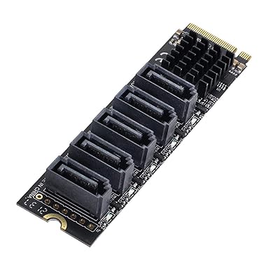 NGFF NVME M-Key PCI Express - SATA 3.0 6Gbps 5|[g A_v^[ Ro[^[ n[hhCugJ[h JMB585 2280 Black M-key to 5 SATA