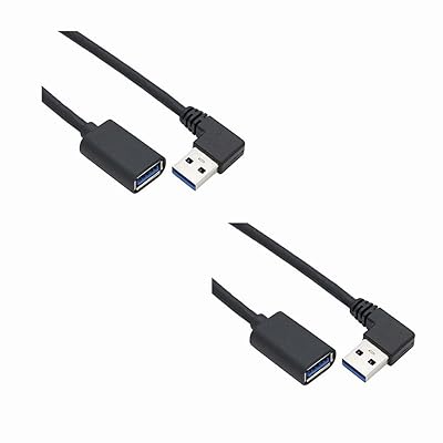 【JCT請求書発行可能】【2個装 USB 3.0 L型 左右90°方向変換ケーブル タイプAオス- タイプAメス 超高速 5Gbpsのデータ転送同期リード USB 3.0 延長ケーブル (2個 右L(0.25m）, Black)