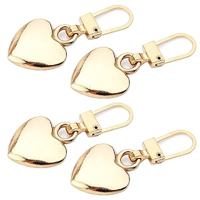 ファスナー 引き手 交換用 4個入り ジッパータブ ファスナー 修理 部品 ハート形 金属製 交換用 DIY ジッパー パーツ 簡単に取り付 手作り カバン/財布/衣類/靴 ファスナー修理