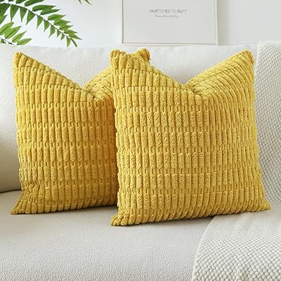 クッションカバー 45x45cm 北欧 2枚セット コールテン 麦の穂 おしゃれ 可愛い モダン ファスナー インテリア ソファー用クッションカバー(45x45, イエロー) クッションカバー 45x45cm 北欧 2枚セット コールテン 麦の穂 おしゃれ 可愛い モダン ファスナー インテリア ソファー用クッションカバー(45x45, イエロー)