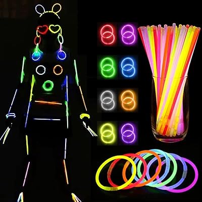 蛍光ブレスレット ペンライト 光る棒 ライト 景品 縁日 ケミカルライト 接続ジョイント付 夏祭り 学園祭 文化祭 花火大会 ハロウィンクリスマス 夜遊び コンサート 5×200 mm(8色ミックス，300本です，接続ポート数285から315の間)