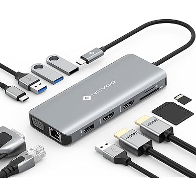 USB C nu 11-in-1 gvfBXvC fA 4K hbLOXe[VyHDMI/VGA/PD 100W }[d/1Gbps C[Tlbg/4USB-A |[g/MicroSD&SDJ[hzUSB ^Cv-C HDMI n