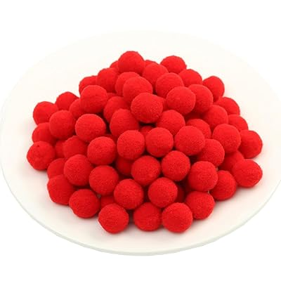 ポンポンボール 直径約15mm 小玉 毛球 単色 赤 200個入り フェルトボール 玉 DIY 人形 ぬいぐるみボール 手芸材料 パーツ アクセサリー 髪飾り ...