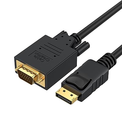 DisplayPort VGA ケーブル, ディスプレイポート to VGA 変換 ケーブル 1.8M 標準 DP-VGA ケーブル 【逆変換不可】 金メッキ ブラック