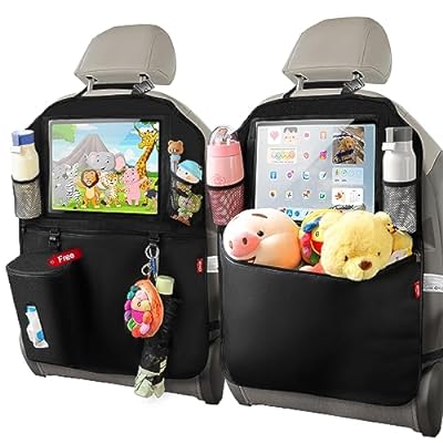 シートバックポケット キックガード 車用収納ポケット 後部座席収納 防水防汚 多機能 大容量 12.9”IPad収納 2枚セット ティッシュボックス1個贈り E2