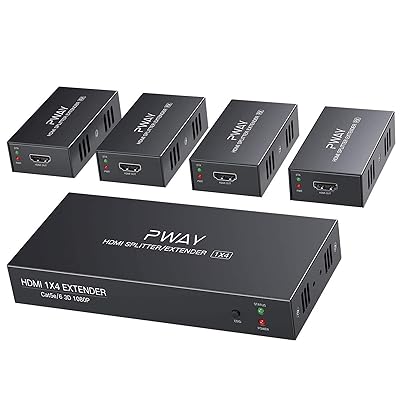 HDMIエクステンダー 分配器 4出力 50m安定転送距離伝送 HDMI スプリッター POC 延長機 送受信機セット 分配4台 4画面 HDMI エクステンダー LAN PW-HT226P4