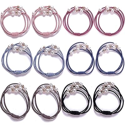 ヘアゴム パール 輪ゴム おしゃれ 大人 髪ゴム ポニーテール 可愛い リングゴム 少女 髪飾り カラフル JP178 (パール)